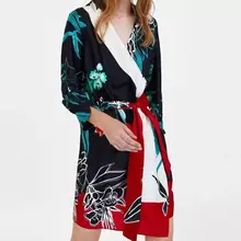 Женские и женские платья в европейском и американском стиле, новинка, платье на шнуровке с длинными рукавами и принтом