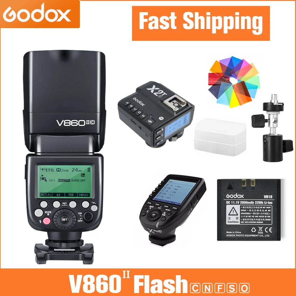 Godox V860II V860 II литий ионная батарея Speedlite вспышка для Sony A7 A6000 A6300 Canon Nikon Fuji Olympus с