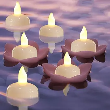 

12/24Pcs Waterproof Float Electric Warm Flicker Valentine Decor Tea Light Candle Thanksgiving souvenir gift For Unisex