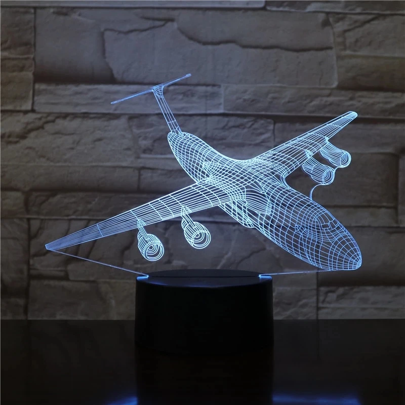 7 Colors Changeable Boeing airliner aircarft транспорт самолет 3D лампа 7 цветов Светодиодные ночные лампы для детей сенсорный Led Usb настольная лампа детский ночник - Испускаемый цвет: 7 Colors Changeable