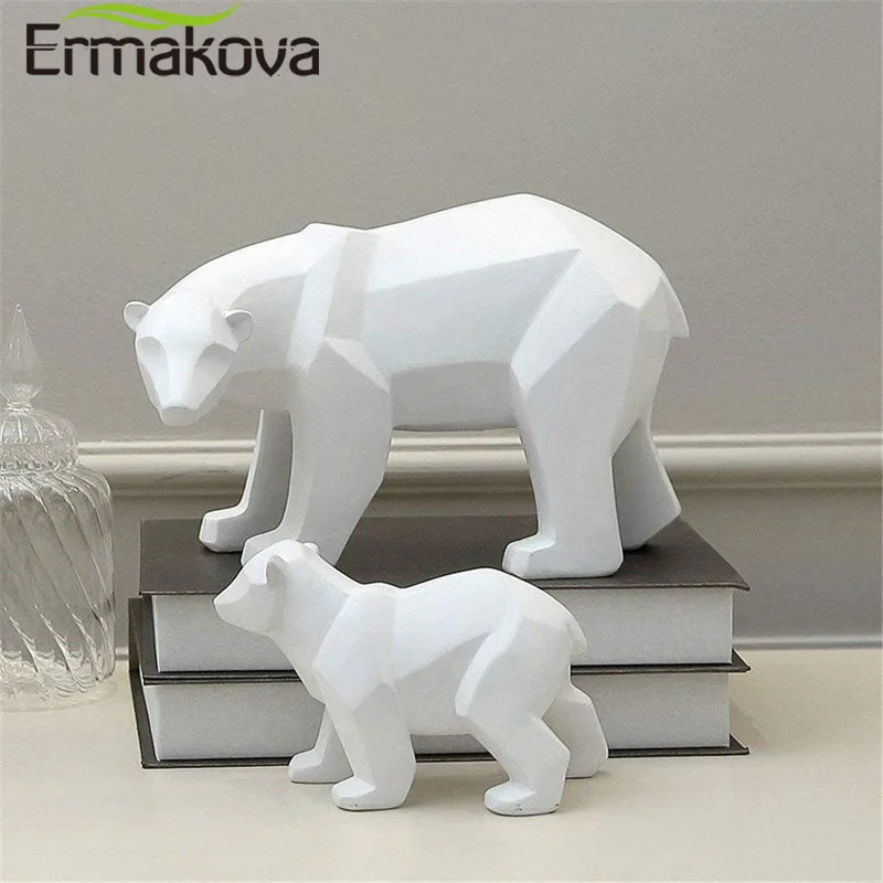 ERMAKOVA медведь скульптура геометрический полимерный Белый Медведь Статуя модные