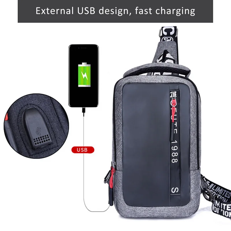 Litthing многофункциональные сумки через плечо для мужчин, зарядка через usb, нагрудный пакет, Короткие походные мессенджеры, нагрудная сумка, водоотталкивающая сумка на плечо