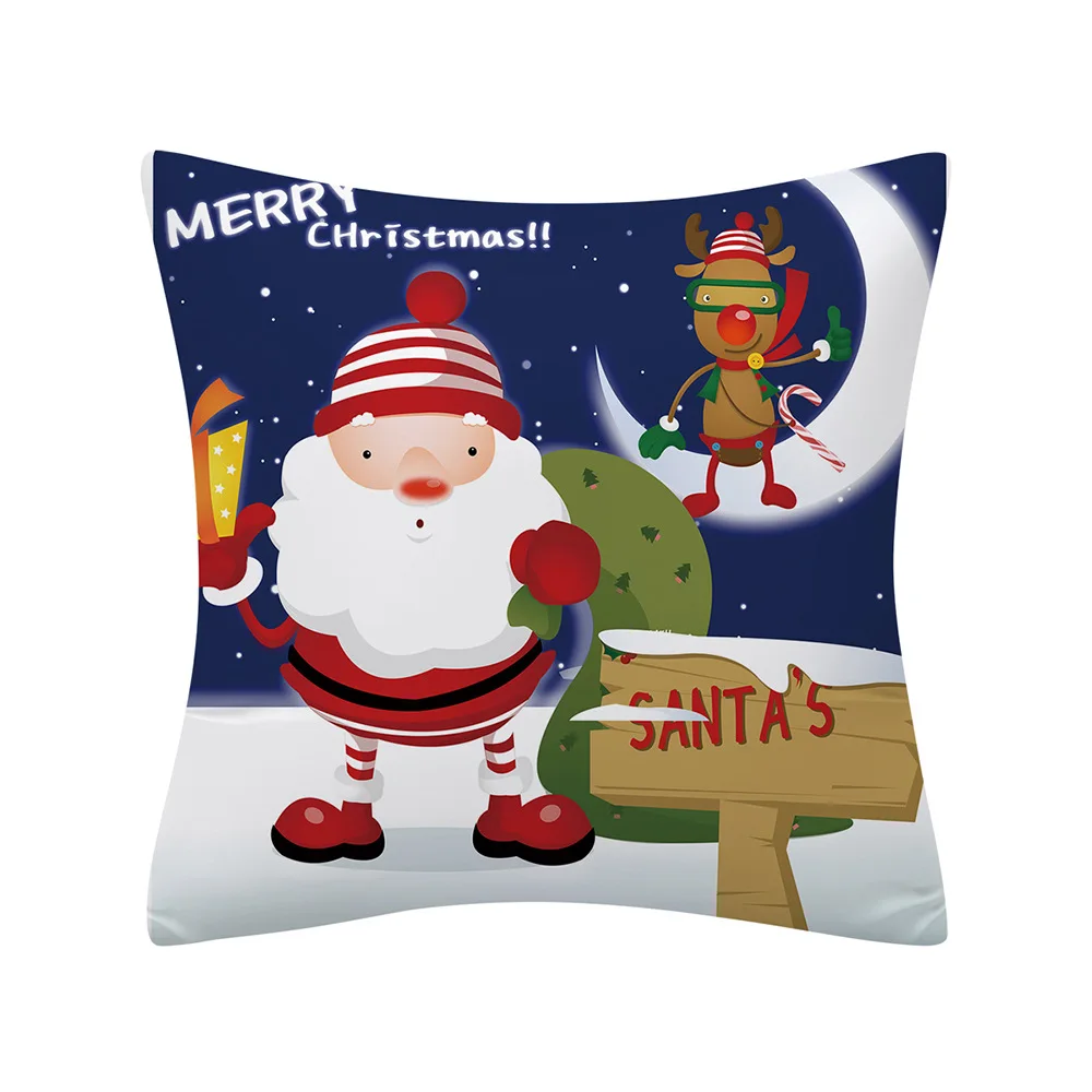 Christmas Cushion 45*45 Merry Christmas Santa Claus Red Pillows Decorative Throw Pillow Polyester White Snowman Pillowcase