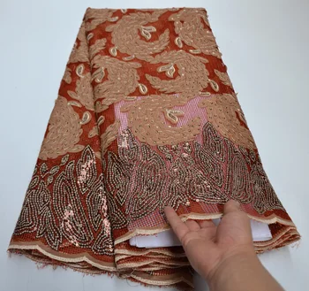 

2020 New Arrival 3D African Dry Lace Fabric Embroidery French Mesh Tulle Lace Fabrics With Sequins For Nigerian Party Dresses B8