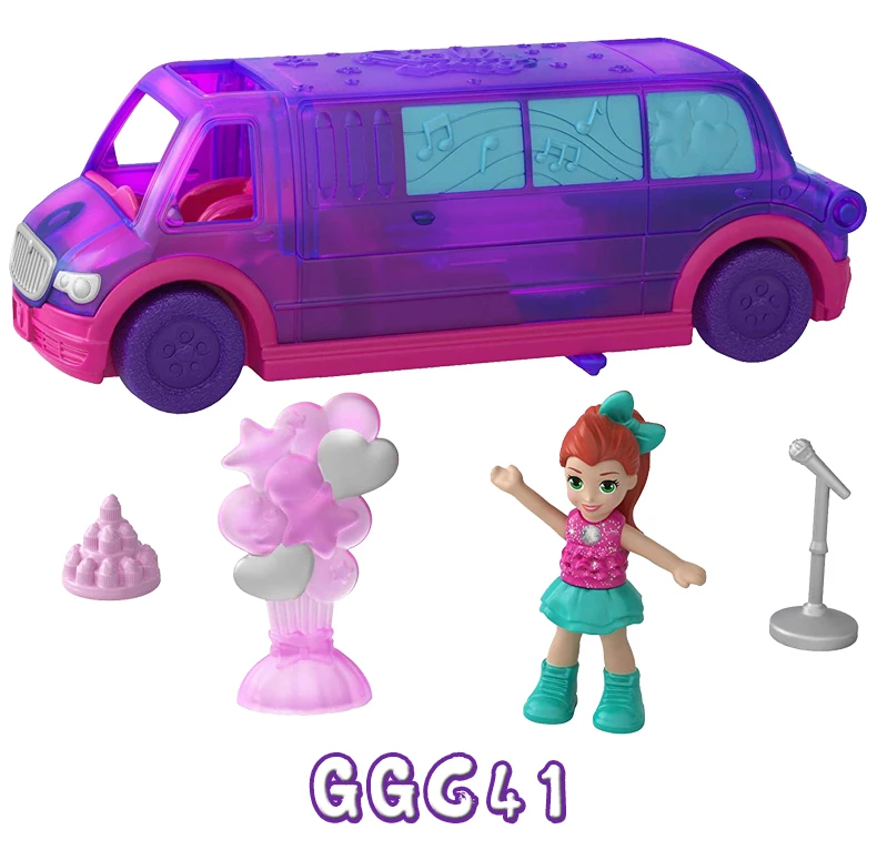Polly Pocket Pollyville, грузовик с мороженым, мини-автомобиль, кукла, детские игрушки, автобус, Милая девочка, Забавный игровой набор GGC39 Brinquedos