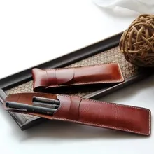 

High quality First layer of leather handmade Pencil bags Literature and art Simple Retro Small pencil case free shipping
