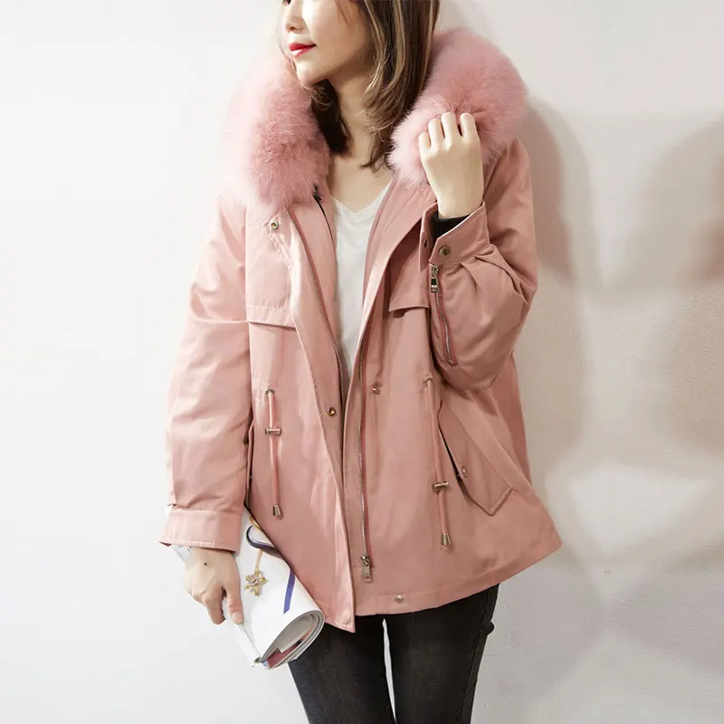 

2020 New High Quality Short Hooded Down Jacket Women Winter Thick Warm Liner Detachable Fox Fur Collar Parker Down Parka Coat