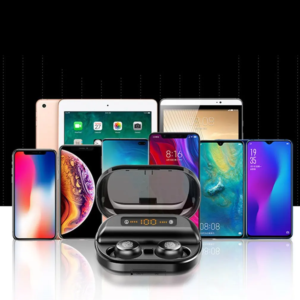 V11 V5.0 bluetooth стерео наушники беспроводные IPX7 водонепроницаемые сенсорные наушники гарнитура 3300 мАч батарея светодиодный дисплей type-c зарядный чехол