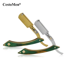 CestoMen Pro ручная бритва с деревянной ручкой, парикмахерское лезвие для бритья, складной прямой парикмахерский нож, бритва для парикмахера