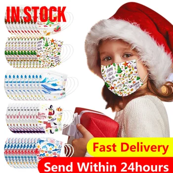 

50pcs Children's Mask Christmas Disposable Non Wove 3 Layer Filter Mask Mouth Face Mask Breathable Earloops mouth face Masks#3