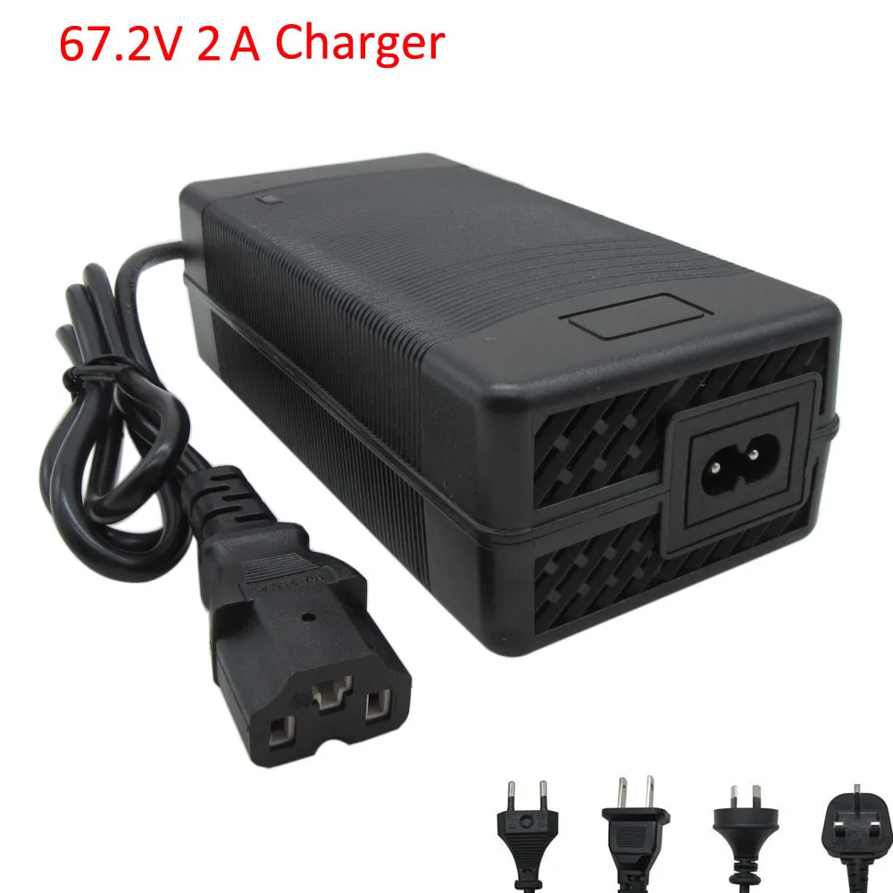 16S 60V Li ion Charger 67.2V 2A 67.2 Volt Lithium Adapter T/PC/IEC 3PIN Plug for 60 V 20AH Ebike Scooter Motorcycle Battery - ANKUX Tech Co., Ltd