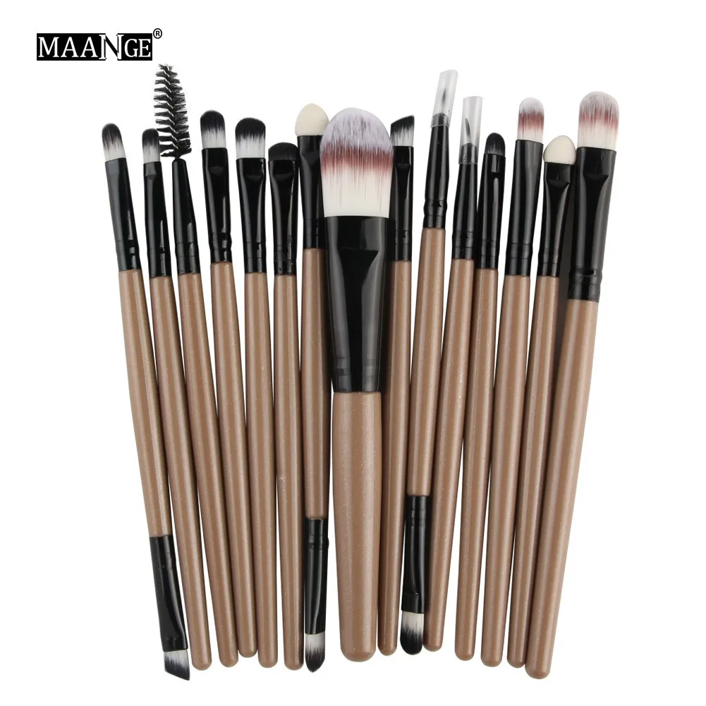 15Pcs MAANGE Pro 6/15/20/22 шт./компл. принадлежности для макияжа, косметический набор, набор шерстяных набор кистей для макияжа Make up brushe G1010 - Handle Color: 15Pcs