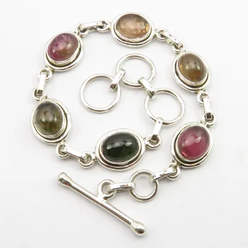 

Pure Multicolor Cab Tourmaline Bracelet 19.8 cm Ladies Gems Jewelry