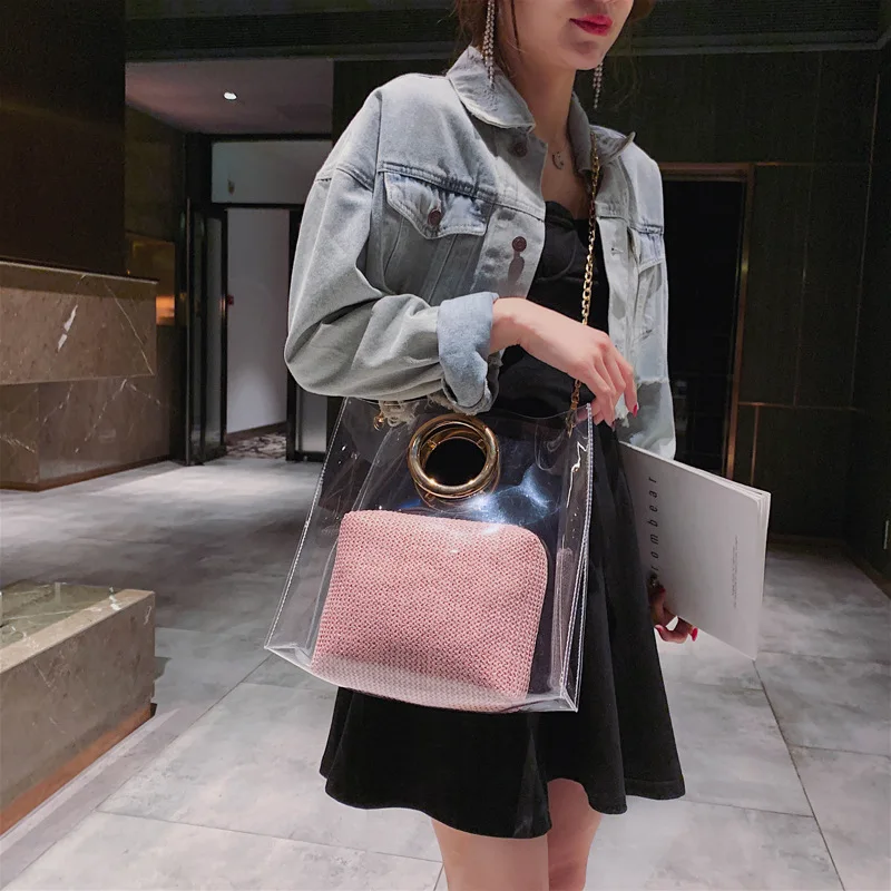 

2019 new Korean Joker Messenger bag chain shoulder bag straw handbag