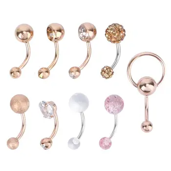 

9 Pcs Decorative Belly Button Ring Zircon Navel Rings Piercing Accessories