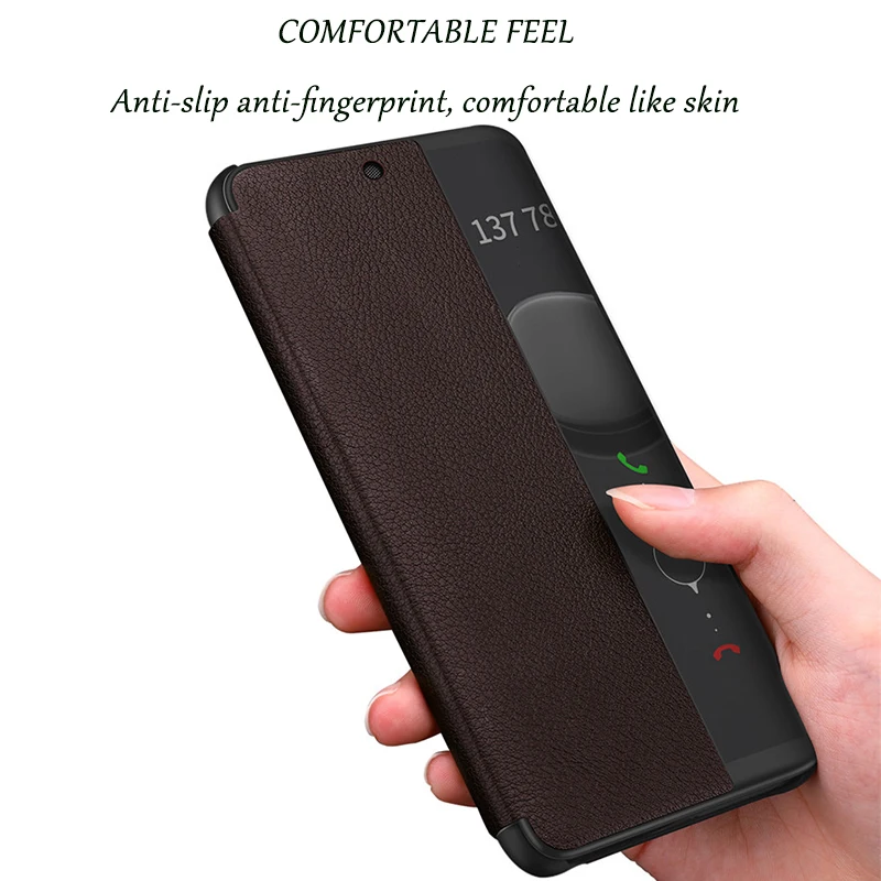 Чехол Coque P20Pro P10Plus с умным окошком для пар, простой модный кожаный флип-чехол для huawei P20 mate 10 20 Pro Lite
