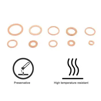 

300Pcs/Box Copper Washer Gasket Flat O-Ring Sealing Assortment Kit M5-M20 High Conductivity
