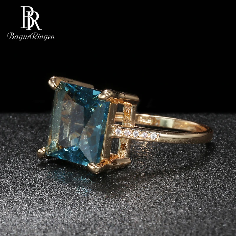 Bague Ringen, классическое серебряное кольцо, Стерлинговое Серебро S925, ювелирное изделие для женщин, квадратные драгоценные камни, обручальное кольцо с геометрическим узором, аквамарин, помолвка