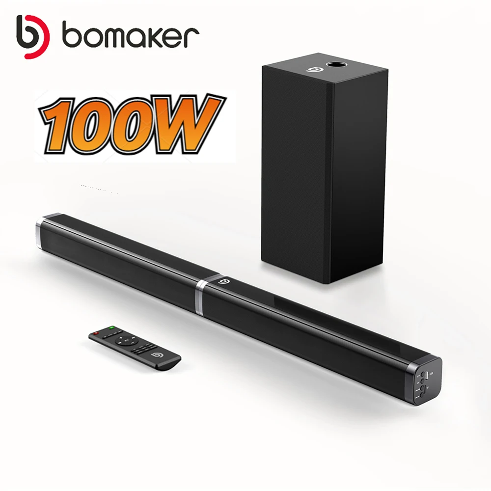 BOMAKER 100W TV Soundbar 2.1 Bluetooth Speaker 5.0 Home Theater System 3D Surround Sound Bar Subwoofer With Remote Control | Электроника