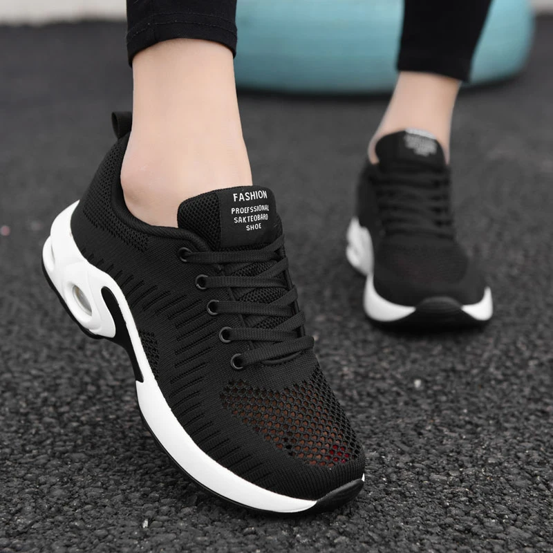mesh cushioned running casual platform shoes