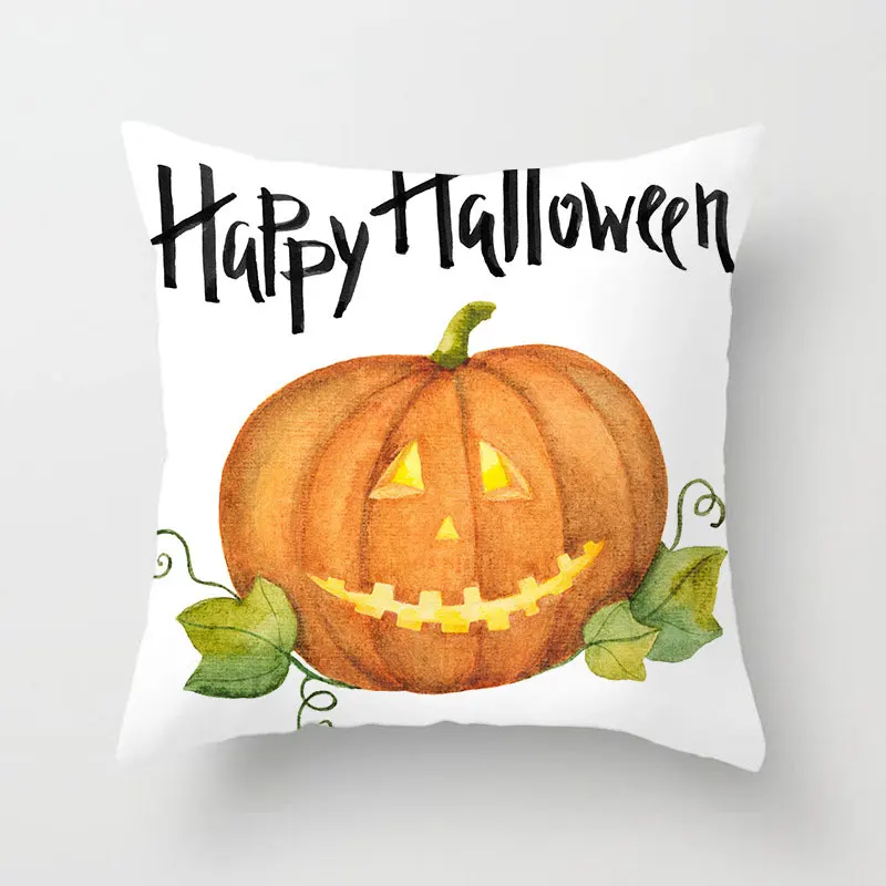 Polyester Halloween Bats Spider Skull Pumpkin Cover Party Throw Pillows Decorative Pillow Cover Soft Pillowcase 45*45cm