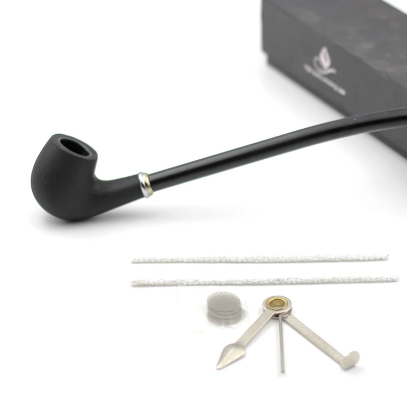 New 1set Smoking Pipe Set Long Black Churchwarden Tobacco Accessories Gadget for Men 40cm With 3Pipe Tools Gift Box H702 | Дом и сад