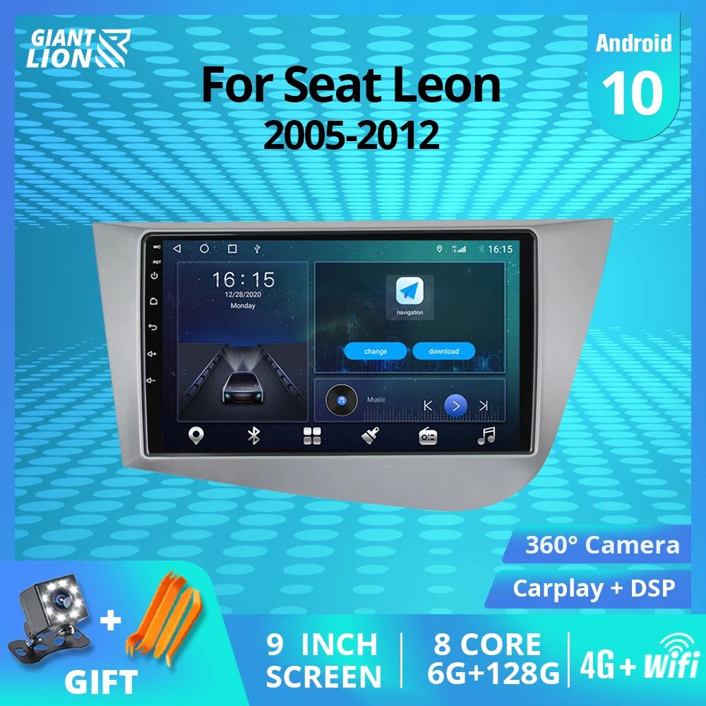 US $153.90 2DIN Android100 Car Radio For Seat Leon 2 MK2 20052012 GPS Navigation Auto Radio Stereo Receiver DSP Car Multimedia Player IGO