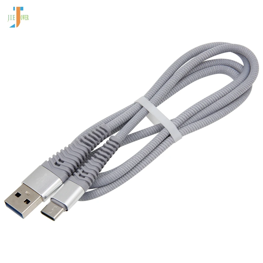 Серый 500 шт./лот нейлоновый Плетеный usb-кабель TypeC кабель для быстрой зарядки для samsung Galaxy для htc 10 MacBook Xiaomi Mi8 2S Зарядный шнур - Цвет: Серый