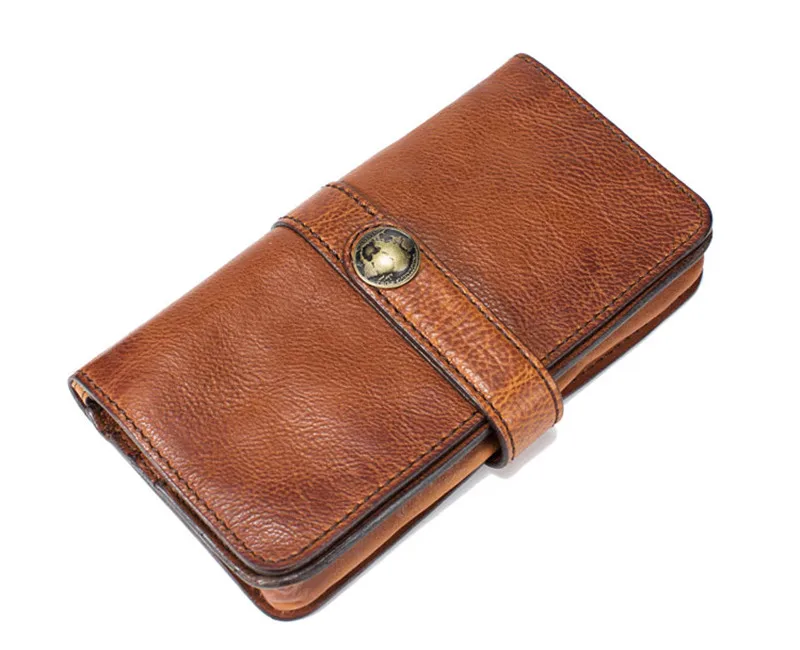 PNDME designer long vintage genuine leather hasp men's women's clutch wallet casual teens luxury cowhide brown card holder purse