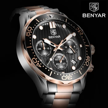 2020 NEW BENYAR Design Top Brands Gold Men Watches men's quartz watch casual stainless steel strap Chronograph Relogio Masculino