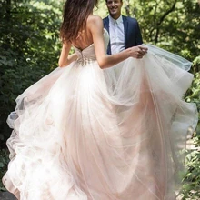 Lakshmigown Бохо свадебное платье румяно-розовые пляжные свадебные платья Тюль свадебное платье на тонких бретелях Robe de Soiree