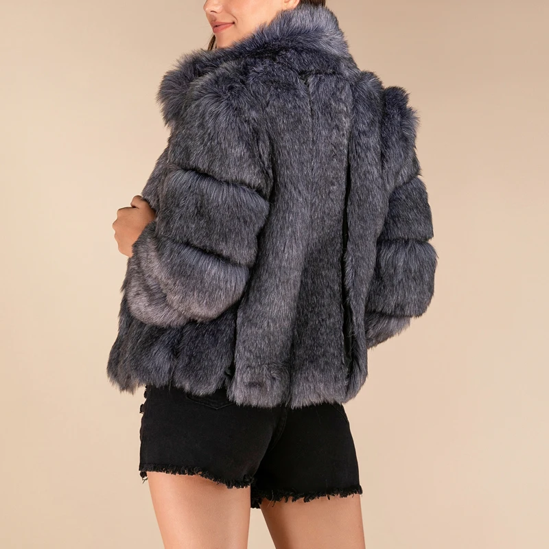 Autumn Winter Elegant Faux Fur Coat Women Warm Soft Solid Color Faux Fur Jacket Female Plush Short Overcoat Casual Outwear