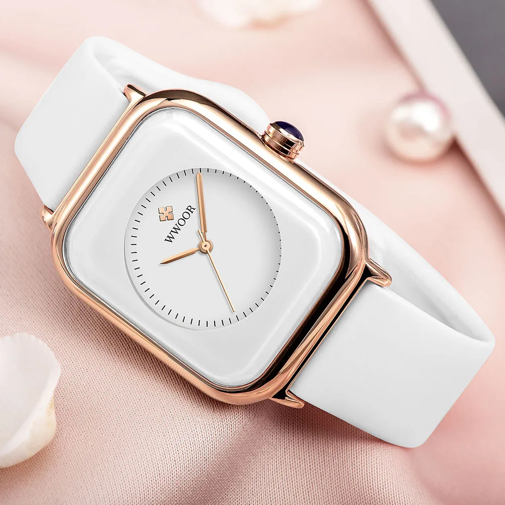 WWOOR Women Watches Silicone Band Luxury Quartz Watch Waterproof Fashion Creative Wristwatch For Women Girls Ladies Reloj mujer