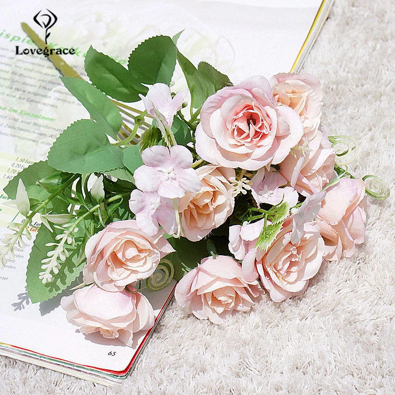 pink Lovegrace букет невесты свадебный цветок букет цветов розовый голубой розы DIY Букет Свадебные Вечерние Декорации для дома - Цвет: pink