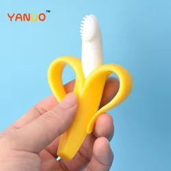 YANUO cepillos de dientes de plátano para bebé, de silicona de grado alimenticio seguro, cepillos de dientes para niños, cepillos de dientes para dientes, juguetes para masticar, regalo