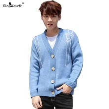 Дизайн, хлопковый мужской свитер с длинным рукавом, креативная школьная сумка с рисунком, однобортный мужской кардиган с v-образным вырезом, верхняя одежда