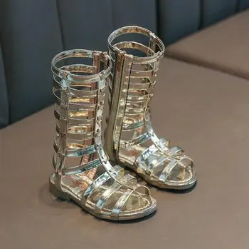 

2020 Female Child Sandals Princess Shoes High Shoes Cutout Gladiator Baby Boots Girl's Fashion Sandals