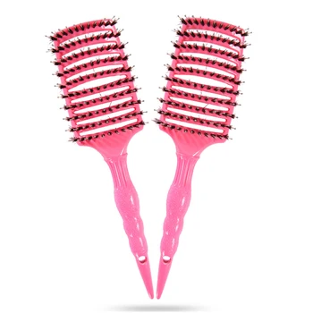 

Hair Scalp Massage Comb Hair Brush Wood Handle Boar Bristle Beard Brush Comb Detangling Pointed Tail Comb