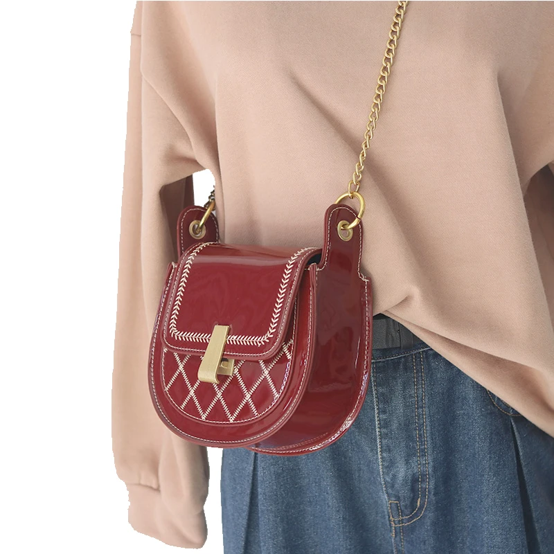 

Fashion PU Leather Women Messenger Bag Solid Color Female Chain Strap Shoulder Bags High Quality Ladies Girls Crossbody Bags