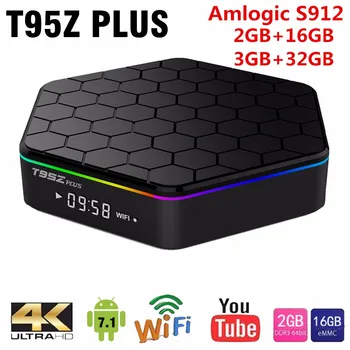 

T95z Plus Amlogic S912 Android TV Box 2.4G/5GHz Wifi OS 7.1 Set Top Box Bluetooth 4.1 Octa Core Bluetooth 4.0 DDR3 4K Media box