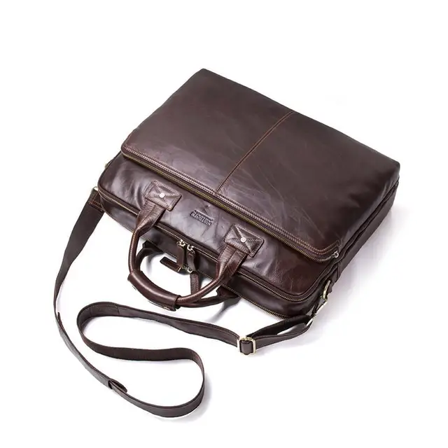 Top Quality Men Business Briefcase Computer Bag Women Genuine Leather Laptop Handbag Male Luxury Shoulder Bags