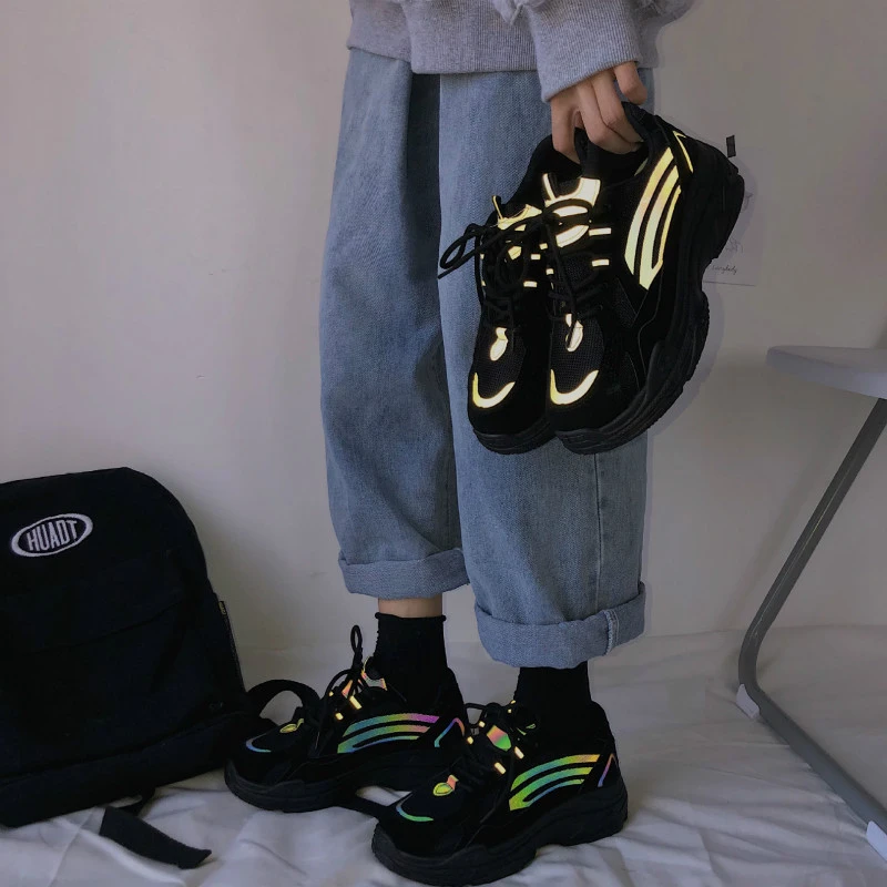 reflective platform sneakers