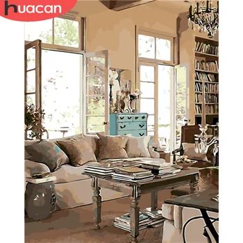 

HUACAN Coloring By Number Family Landscape HandPainted Kits Drawing Canvas Oil Painting Living Room Pictures Home Decoration