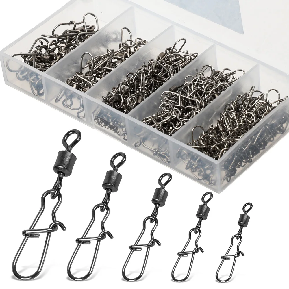 DONQL 100200Pcs Bearing Swivel Fishing Connector Snap Rolling Interlock Connector Fishhook Lure Sea Fishing Tackle Accessories主图01 (1)