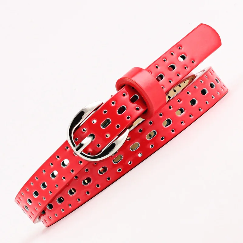 

Candy Color Hollow Out Leather Belt Punching Patent Pin Buckle Waist Belts For Women Off White Harajuku Gg Cinturon Mujer Punk