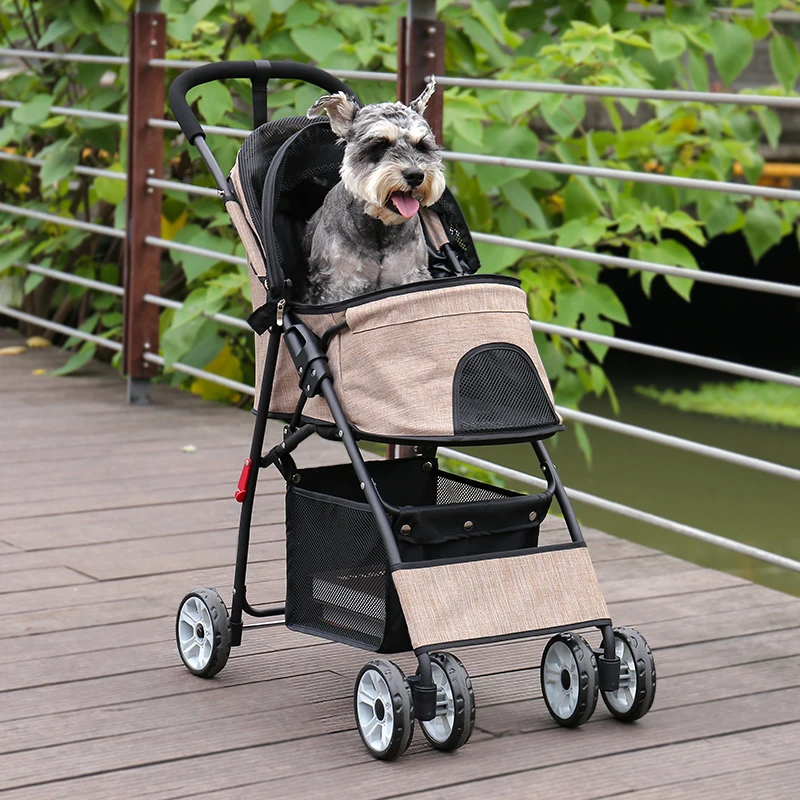 Cochecito de transporte para perros y gatos, carrito ligero y transpirable  para exteriores, plegable, 3 colores