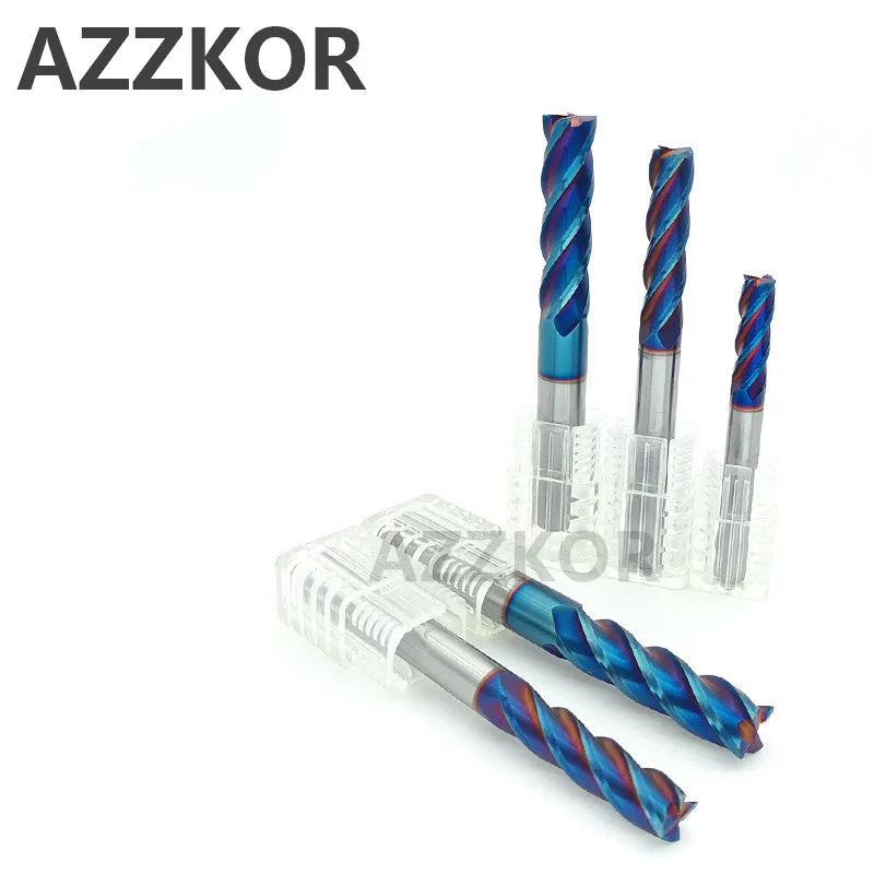 AZZKOR Milling Cutter Alloy Coating Tungsten Steel Tool 100L Hrc70 Lengthening Face Mill Endmills Top CNC Milling Cutter