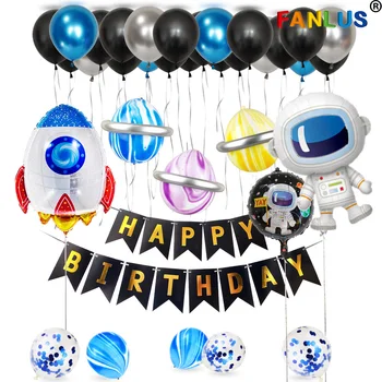 

48pcs Aluminum Film Cartoon Space Anime Theme Party Decoration Baby Shower Rocket Astros Balloon Birthday Astronaut Spaceship
