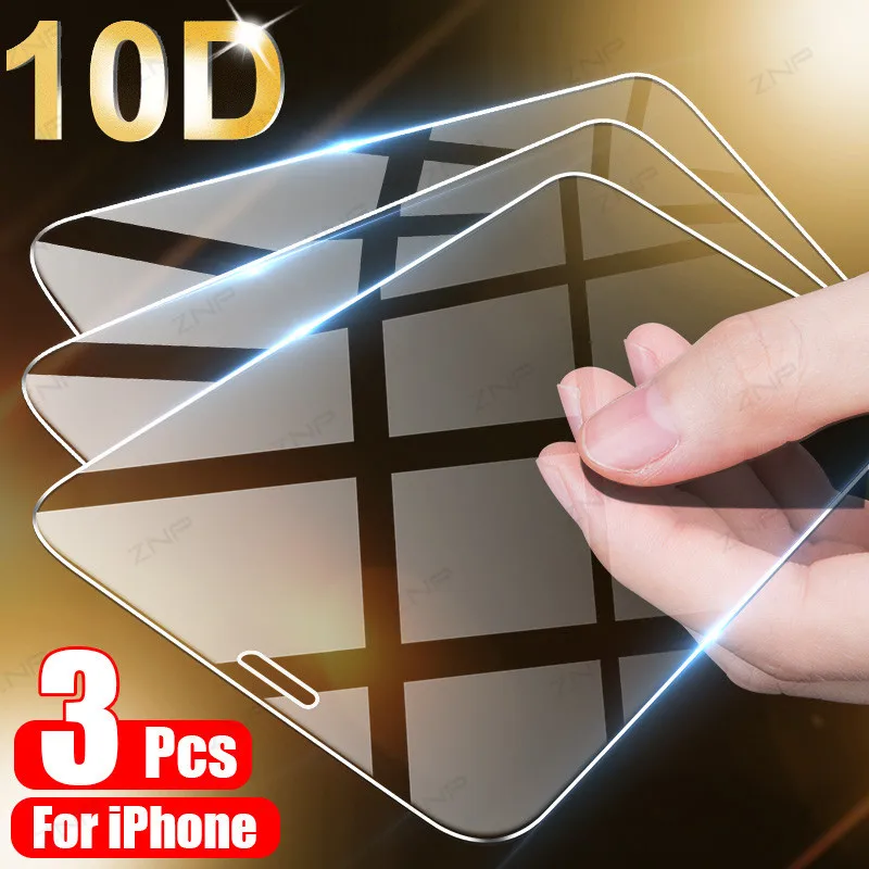 3 шт закаленное стекло для iPhone 11 12 Pro XS Max X XR полное покрытие Защита экрана 7 8 6 Plus SE