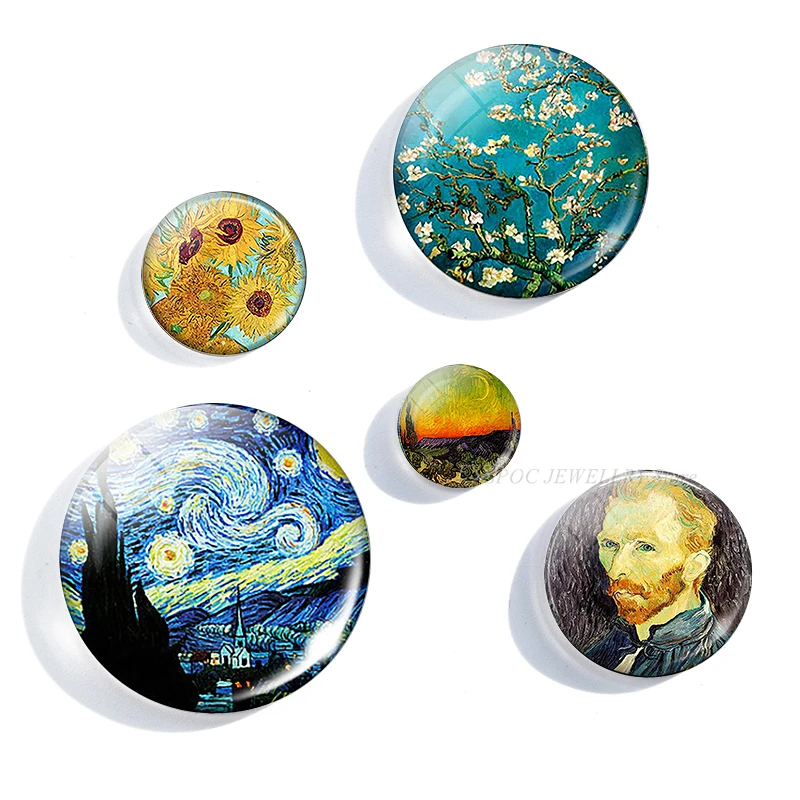5 шт./компл., ручная работа, 12/16/20/25/30 мм Стекло кабошон Ван Гог Звездная ночь кулон художественная фотография ювелирные изделия аксессуары Findings, подарки